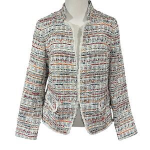 Helene Berman London Womens L Tweed Boho Blazer Lined Office Professional Flawed